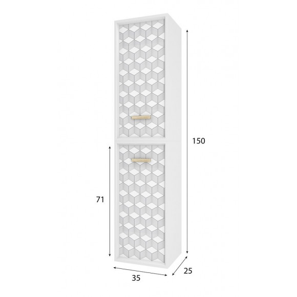 Colonne De Salle De Bain Scandinave Blanc A Suspendre - H150xp25xl35cm - Nordik Tegninger