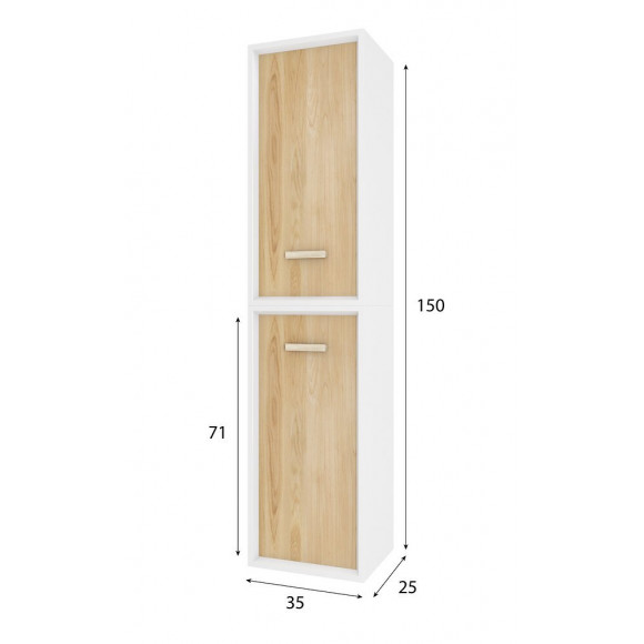Colonne De Salle De Bain Scandinave Blanc A Suspendre - H150xp25xl35cm - Nordik Naturlig