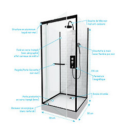 Cabine De Douche Carrée 90x90x230cm À Motif Carreaux De Métro - Underground Square 90