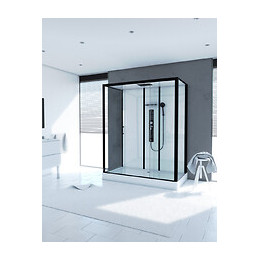 Cabine De Douche Rectangle 160x85x215cm -blanche Avec Profilé Noir Mat - Factory Xxl