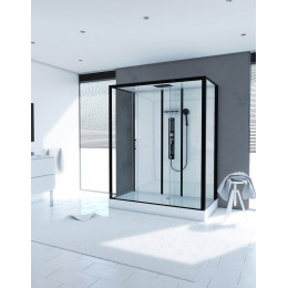 Cabine De Douche Rectangle 160x85x215cm -blanche Avec Profilé Noir Mat - Factory Xxl