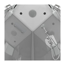 Cabine De Douche 1/4 De Cercle 90x90x215cm Avec Bande Depolie - Silvery Stripe Round