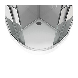 Cabine De Douche 1/4 De Cercle 90x90x215cm Avec Bande Depolie - Silvery Stripe Round