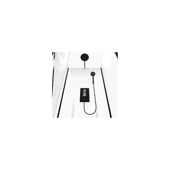 Cabine De Douche Carrée 90x90x230cm - Extra Blanc Et Profilé Noir Mat - Lunar Square 90