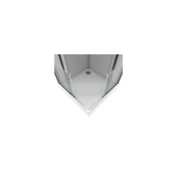 Cabine De Douche Carrée 90x90x215cm - Grise Avec Bande Dépoli - Silvery Stripe Square