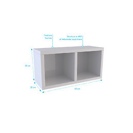 Etagère Murale 40x20x20cm Blanche De Rangement 2 Emplacements - Personalyz Duo