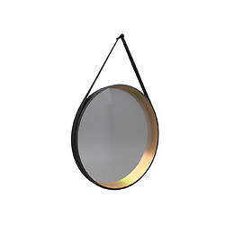 Miroir Salle De Bain Rond - Diamètre 55cm - Noir Mat Et Finition Bronze - Circle Horus