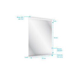 Miroir Salle De Bain 52x70x5cm Avec Éclairage Led Et Étagère
