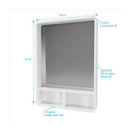 Miroir Salle De Bain 50x70cm - Avec Étagères - Nordik Hylla