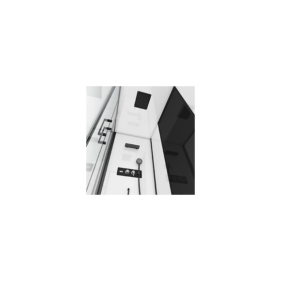 Cabine De Douche Rectangle 170x90x205cm - Blanche Avec Profile Noir Mat Receveur Plat - Infinity Low