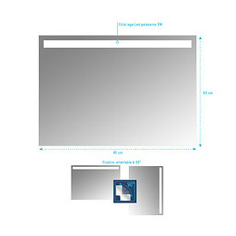 Miroir Salle De Bain Led Auto-éclairant High Line 80x60cm