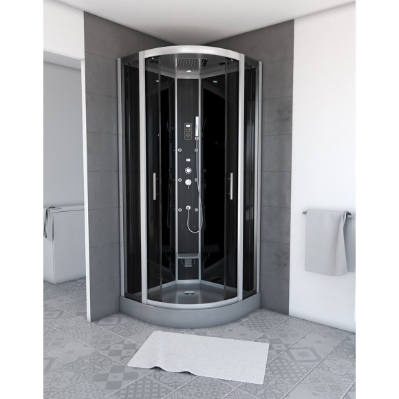 Cabine De Douche 1/4 De Cercle 95x95x215cm Avec Hammam - Dark Hammam