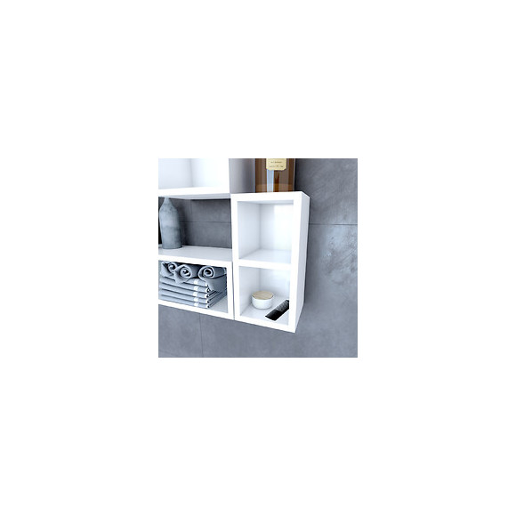 Etagère Murale 40x20x20cm Blanche De Rangement 2 Emplacements - Personalyz Duo