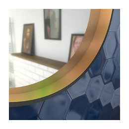 Miroir Salle De Bain Rond - Diamètre 55cm - Noir Mat Et Finition Bronze - Circle Horus