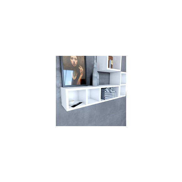 Etagère Murale 80x20x20cm Blanche De Rangement 3 Emplacements - Personalyz Triplo