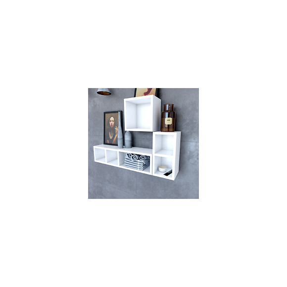 Etagère Murale 40x20x20cm Blanche De Rangement 2 Emplacements - Personalyz Duo