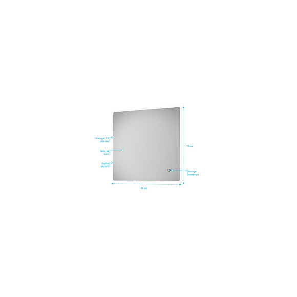 Miroir Salle De Bain Led Rectangulaire Auto-éclairant 80x70cm - Ulysse Led 80