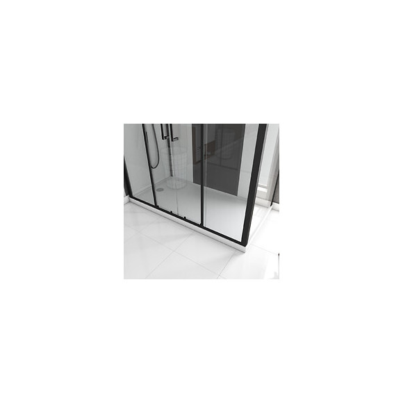 Cabine De Douche Rectangle 170x90x205cm - Blanche Avec Profile Noir Mat Receveur Plat - Infinity Low