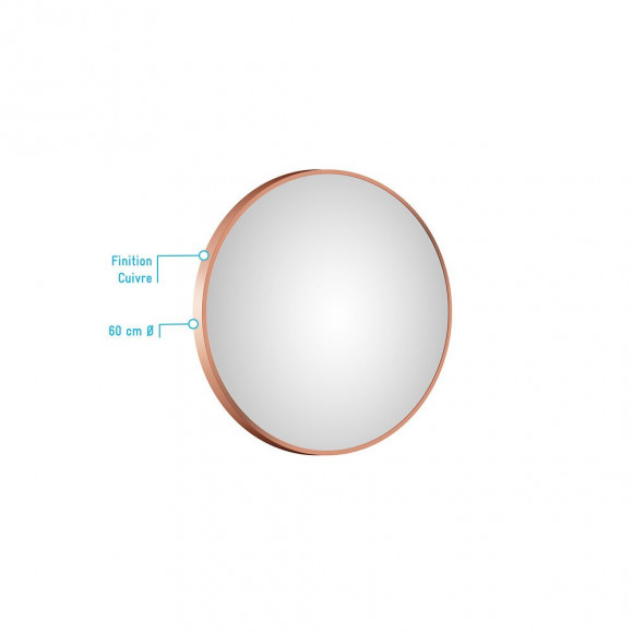 Miroir Salle De Bain Circulaire 60cm De Diametre - Finition Cuivre - Ring Brassy 60