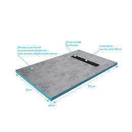 Receveur De Douche A Carreler 80x120cm - Bonde Caniveau Noir Mat
