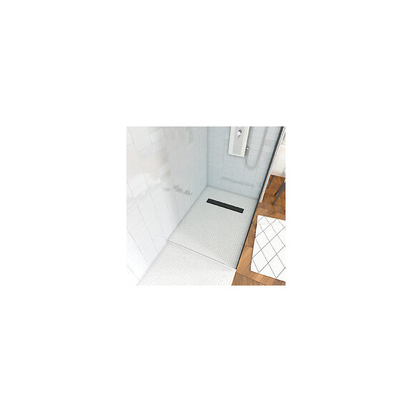 Receveur De Douche A Carreler 80x120cm - Bonde Caniveau Noir Mat