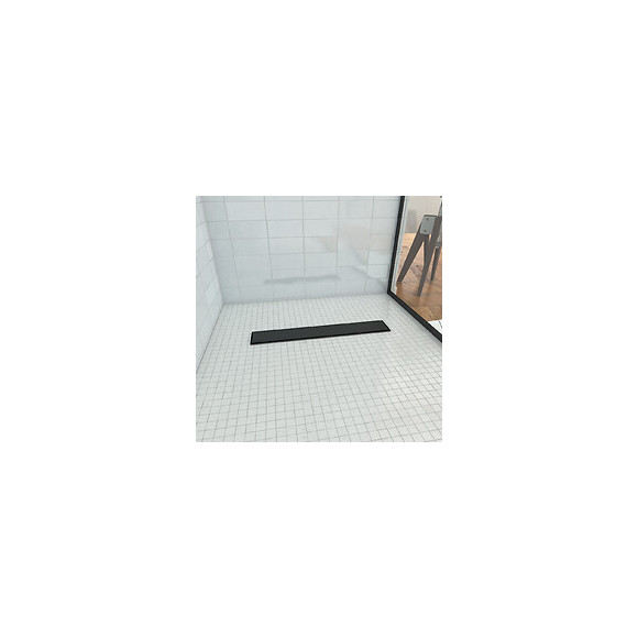 Receveur De Douche A Carreler 80x120cm - Bonde Caniveau Noir Mat