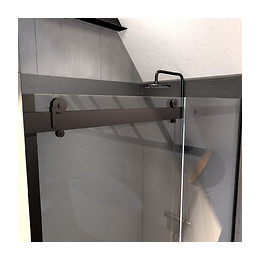 Paroi Porte De Douche 140x200cm Type Industriel Coulissante Noir Mat - Verre Trempe 8mm