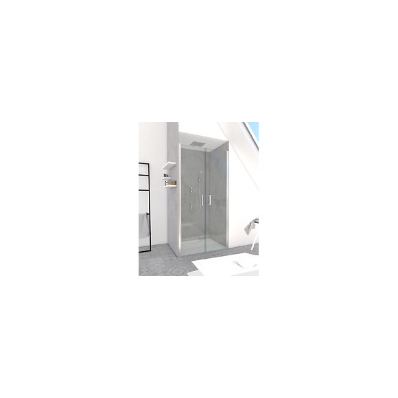 Paroi Porte De Douche Double Portes Pivotantes - 70x200 Cm - Profile Chrome - Verre 6mm