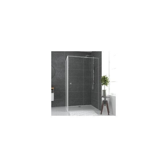 Paroi Porte De Douche Blanc Retour 90x185cm Pour Porte - Verre Transparent 5mm - Whity Side 90