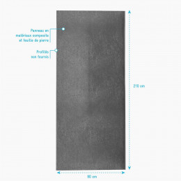 Panneau Mural De Douche Finition Pierre En Composite Pierre Et Resine - 90 X 210 Cm