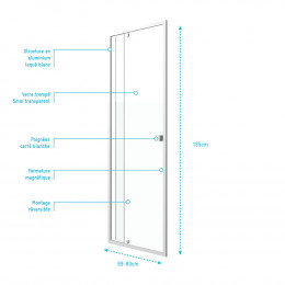 Porte De Douche Pivotante - Whity 70
