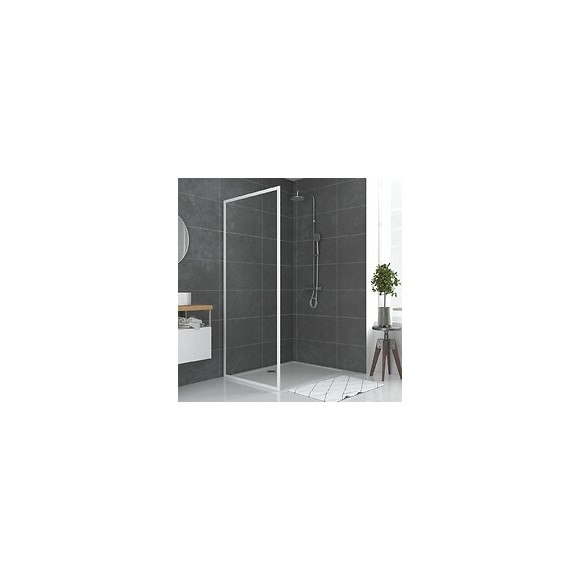 Paroi Porte De Douche Blanc Retour 90x185cm Pour Porte - Verre Transparent 5mm - Whity Side 90