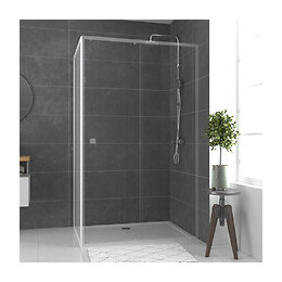 Paroi Porte De Douche Blanc Retour 80x185cm Pour Porte - Verre Transparent 5mm - Whity Side 80