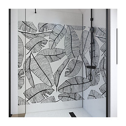 Paroi De Douche 120x195cm Serigraphie Type Jungle - Verre 5mm + Bras De Fixation Redecoupable