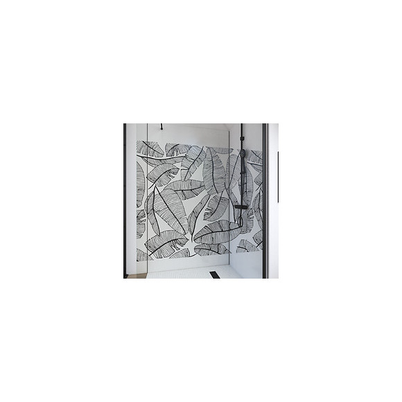 Paroi De Douche 120x195cm Serigraphie Type Jungle - Verre 5mm + Bras De Fixation Redecoupable