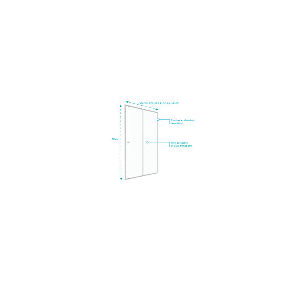 Paroi Porte De Douche Coulissante Blanc 140x185cm - Extensible - Whity Slide 140