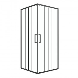 Porte De Douche Carrée Coulissante - Verre Sérigraphié Noir 90x90