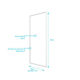 Paroi Porte De Douche Blanc Retour 80x185cm Pour Porte - Verre Transparent 5mm - Whity Side 80