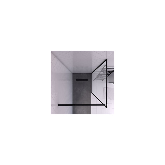 Paroi De Douche A L'italienne 90x200 Cm - Cadre + Barre De Fixation Ajustable Noir Mat
