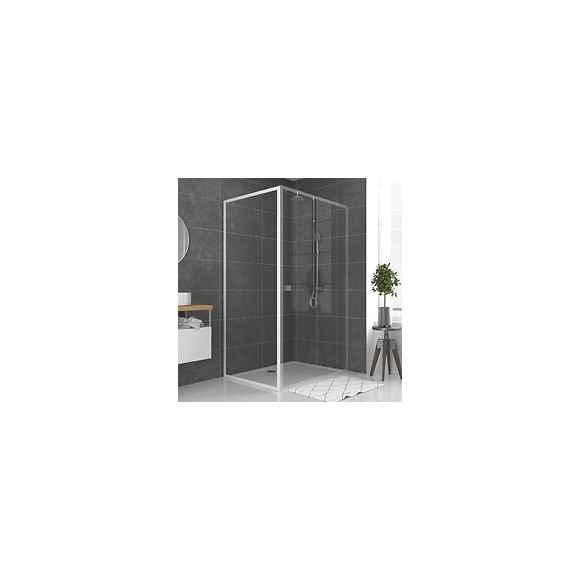 Paroi Porte De Douche Blanc Retour 80x185cm Pour Porte - Verre Transparent 5mm - Whity Side 80