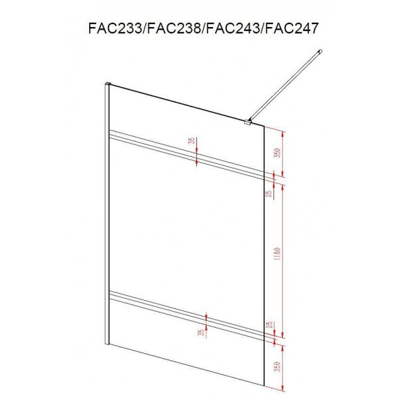 Paroi De Douche À L'italienne Freedom 2 Miroir 90 - 90x200cm Verre Transparent 8mm