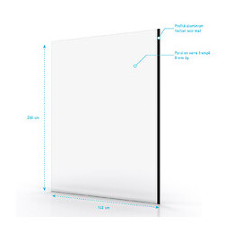 Paroi De Douche A L'italienne Transparent 140x200cm - Profile Noir Mat - Verre Transparent 8mm