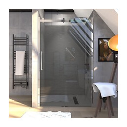 Paroi Porte De Douche 120x200cm Type Industriel Coulissante Chrome- Verre Trempe 8mm