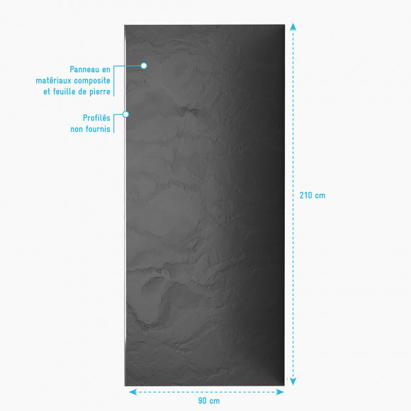 Panneau Mural De Douche Ardoise En Composite Ardoise Et Résine - 90 X 210 Cm - Stone'it Ardoise 90