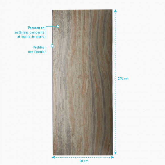 Panneau Mural De Douche Finition Pierre En Composite Pierre De Mica Et Resine - 90 X 210 Cm