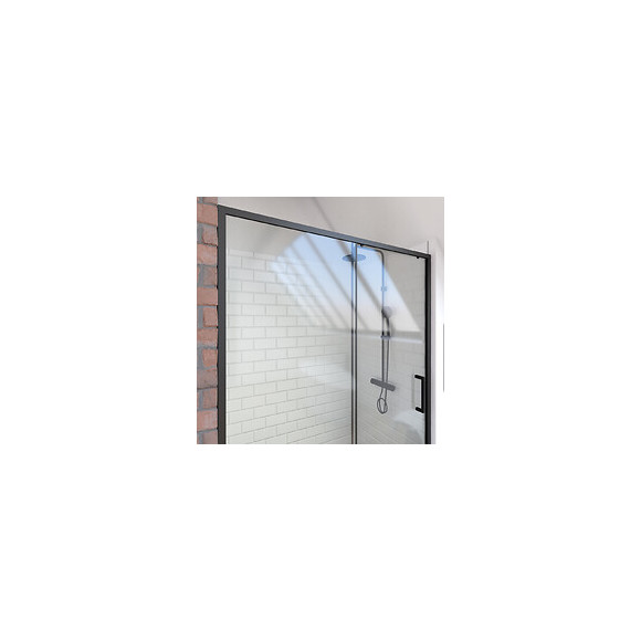 Paroi Porte De Douche A Porte Coulissante - 120x200cm - Porte Coulissante - Profile Noir Mat