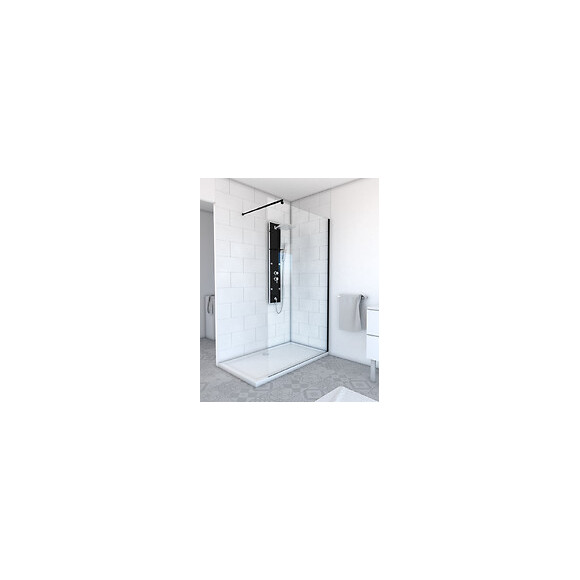 Paroi De Douche A L'italienne Transparent 120x200cm - Verre Transparent 8mm - Profile Noir Mat
