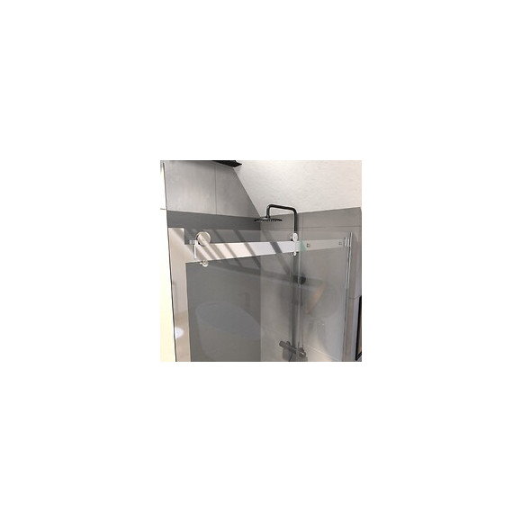 Paroi Porte De Douche 120x200cm Type Industriel Coulissante Chrome- Verre Trempe 8mm