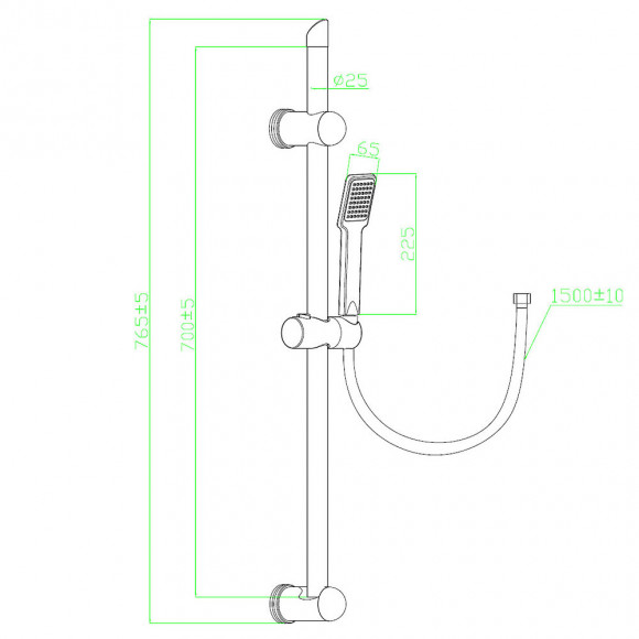 Quartos Ensemble De Douche Chromé 3 Pièces