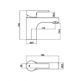 Kazoeco Mitigeur Lavabo Bas Chrome